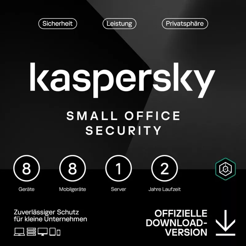 Kaspersky Small Office Security [8 Devices - 2 Jahre] Base 8 Devices + 8 Mobile Devices + 1 File Servers - 2 Jahre