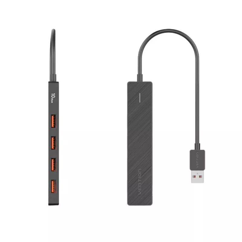 USB 3.2 Gen 2 5-in-1 kelių prievadų šakotuvas Vention CHOBB — 5 prievadai (4× USB 3.2 Gen 2 Type-A, 1× USB 3.2 Gen 1 Type-A), 0,15 m, ABS, juodas