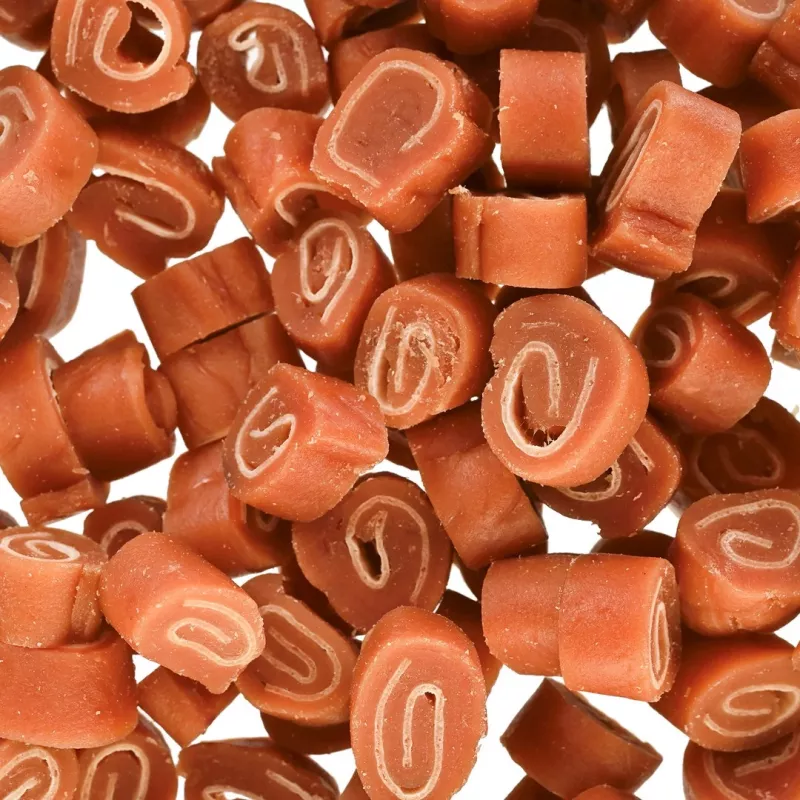 Dresūros skanėstai šunims PETITTO Sushi triušis su žuvimi 500 g, baltymų 28%, riebalų 7%, drėgmės 23%