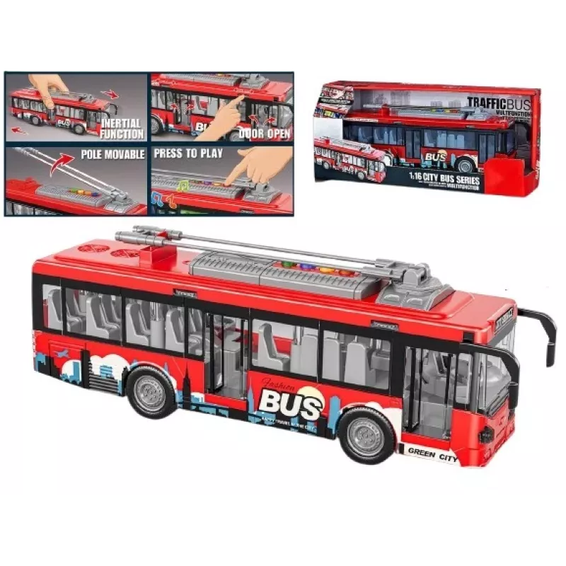 Žaislinis autobusas su šviesomis, garsu ir atidaromomis durelėmis Madej modelis 012865