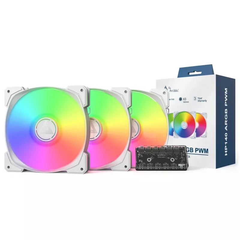 MONTECH HP140 ARGB PWM 140mm Balta 3 vnt. rinkinys