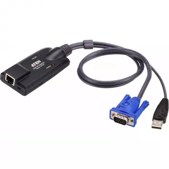 ATEN USB - VGA į Cat5e/6 KVM adapterio kabelis (CPU modulis), PS/2, PS/2, VGA, juoda, mėlyna, metalinė, RJ-45, 1 x RJ-45