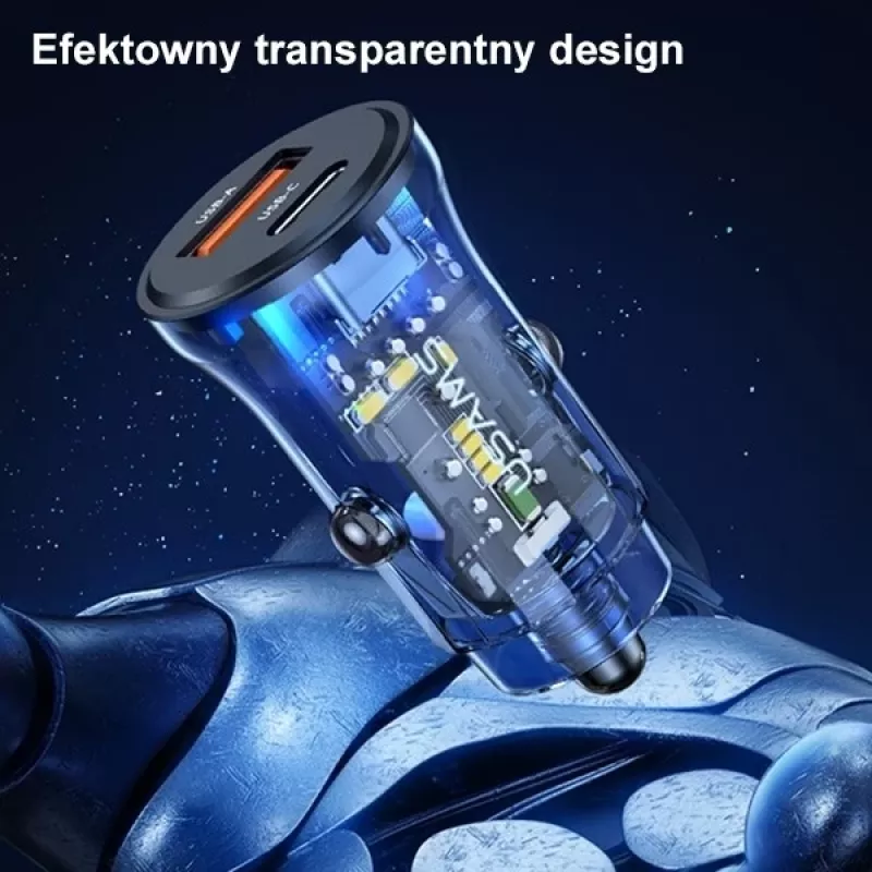 Automobilinis pakrovėjas usams CC164CC01 30W su 1×USB-A ir 1×USB-C greitam įkrovimui