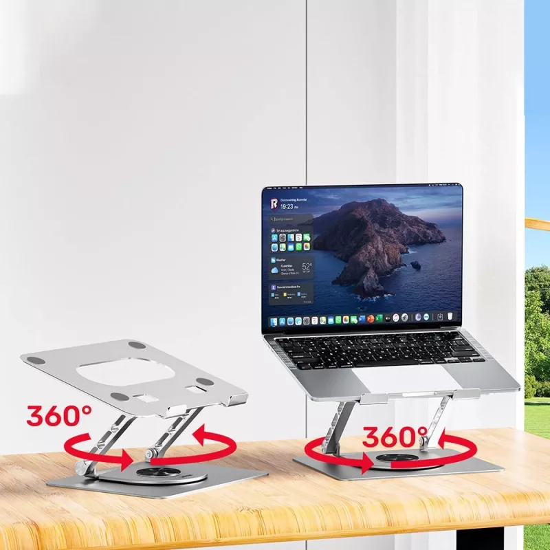 Nešiojamojo kompiuterio stovas Unitek OT180SL01 aliuminis, skirtas 25,4–40,6 cm (10–16 colių) ekranams, 360° sukiojamas, 0–180° pakreipiamas