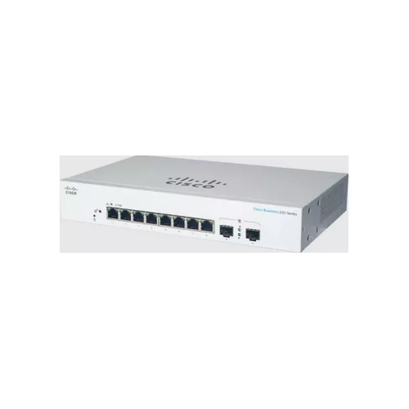 Valdomas L2 Gigabit Ethernet jungiklis Cisco CBS220-8T-E-2G — 8x RJ-45 10/100/1000, 2x SFP, 1U, 20 Gbit/s, 8192 MAC