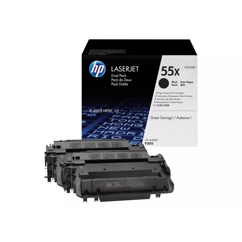 HP 55X 2 vnt. rinkinys didelio našumo juodos Originalios LaserJet tonerių kasetės