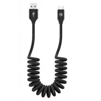 USB į USB-C duomenų laidas Tellur ištiesiamas 3A 1,8 m juodas