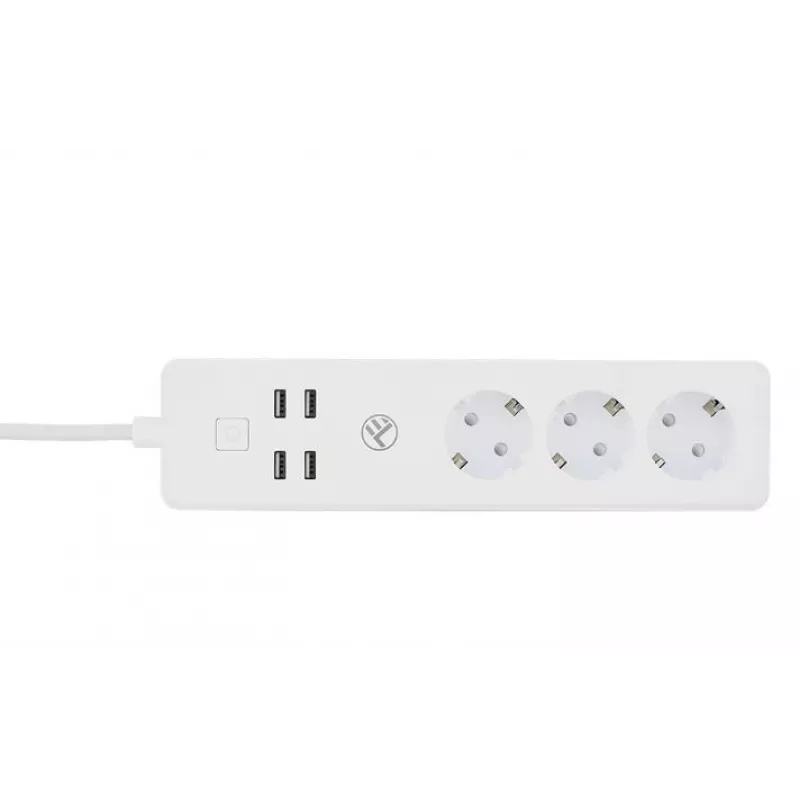 Maitinimo lizdų blokas Tellur — WiFi išmanusis maitinimo lizdų blokas su 3 AC lizdais ir 4 USB prievadais (4 A)