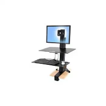 Multimedijos stovas ERGOTRON WorkFit-S Single HD su Worksurface+ — juoda, aukščio reguliavimas 58 cm, maks. apkrova 13,2 kg, ekranams iki 30 colių