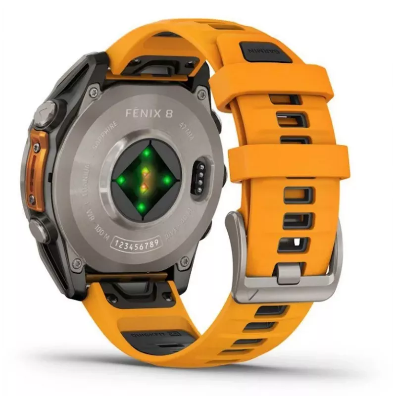 Garmin Fenix 8 3,56 cm (1,4) AMOLED 51 mm Skaitmeninis 454 x 454 pikseliai Liečiamas ekranas Titanas Wi-Fi GPS (palydovas)