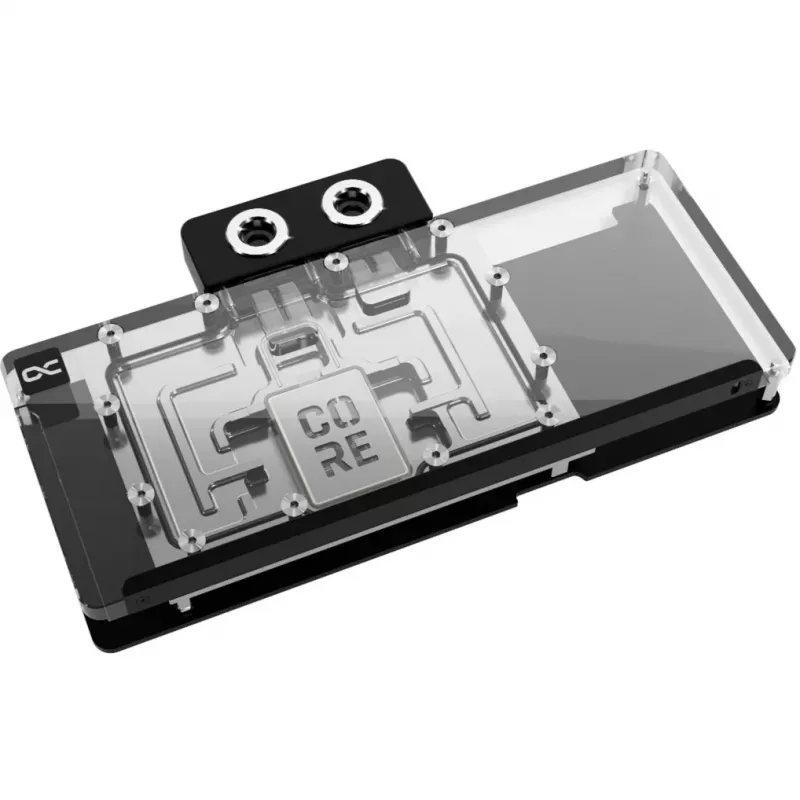 Aušinimo blokas Alphacool Core RX 9070 XT Mercury permatomas chromas su galine plokšte