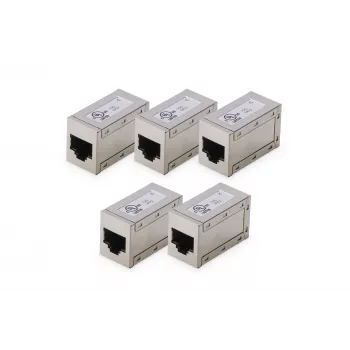 Digitus CAT 6 moduliniai ekranuoti sujungikliai 5 vnt. RJ-45 auksiniai kontaktai sidabriniai