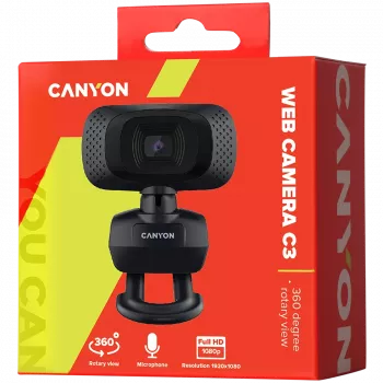 CANYON internetinė kamera C3 HD 720p juoda