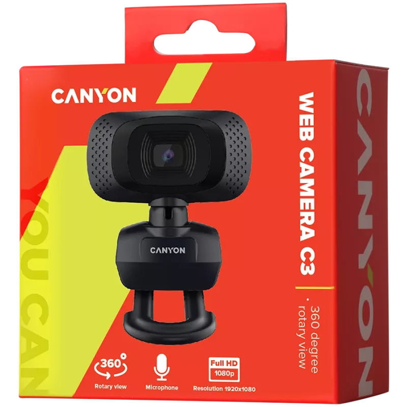 CANYON internetinė kamera C3 HD 720p juoda
