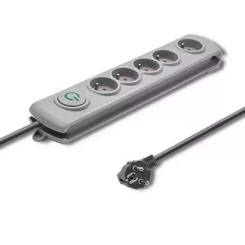 Qoltec 50272 viršįtampių apsaugos įrenginys, pilkas, 5 kintamosios srovės lizdai, 230 V, 3 m