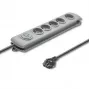 Qoltec 50272 viršįtampių apsaugos įrenginys, pilkas, 5 kintamosios srovės lizdai, 230 V, 3 m