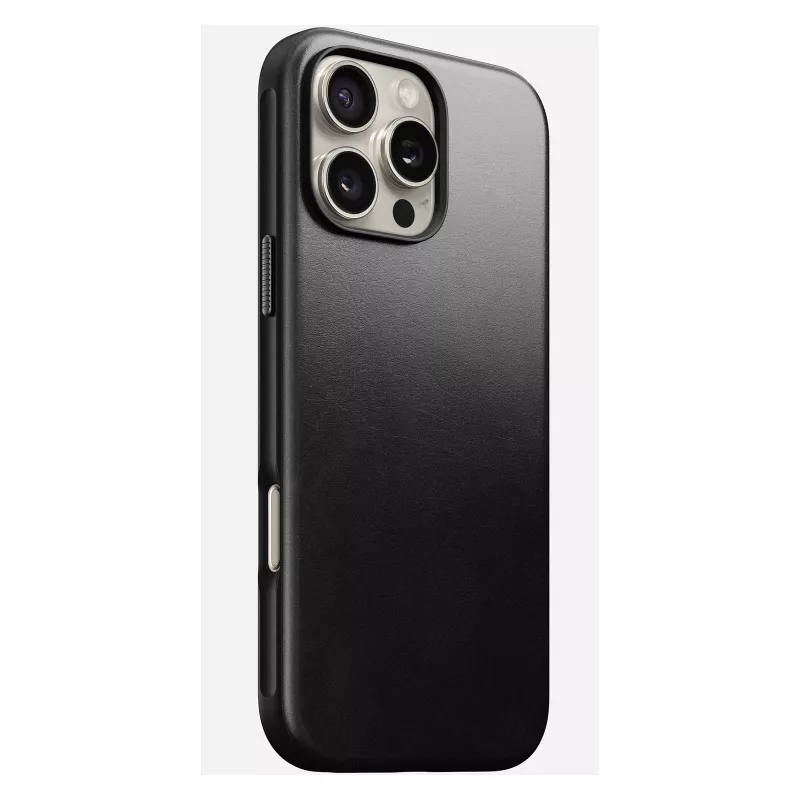 Mobiliojo telefono dėklas Nomad Modern Leather Case, skirtas iPhone 16 Pro Max, 6,9 colio (17,5 cm), juodas, oda+PC+TPU