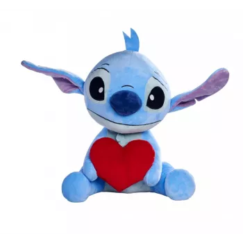SIMBA pliušinis žaislas Stitch su širdele 50 cm, minkštas mylėtinas herojus