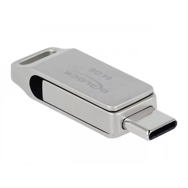 USB Flash Drive DeLOCK 64GB USB-C Type-A Apsukamas Metalinis Korpusas