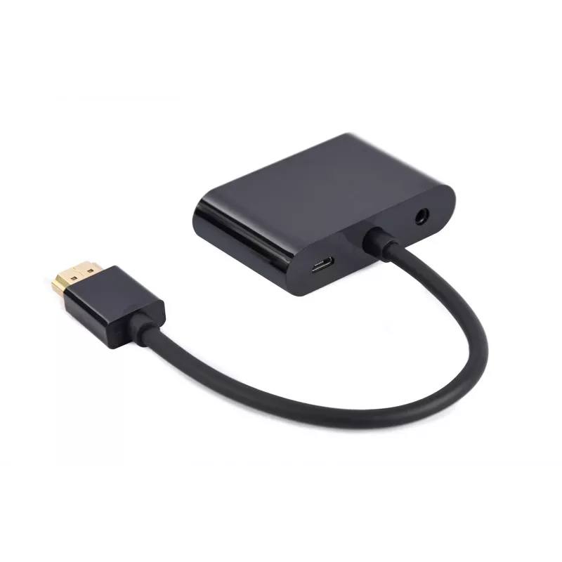 HDMI į VGA adapteris GEMBIRD A-HDMIM-HDMIFVGAF-01, HDMI kištukas į VGA išvestį, 0,15 m, juodas