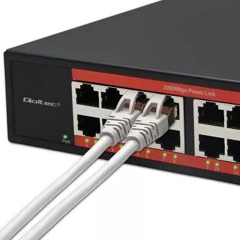 Tinklo komutatorius QOLTEC 52364 — Gigabit Ethernet PoE 16xRJ45, 2xSFP