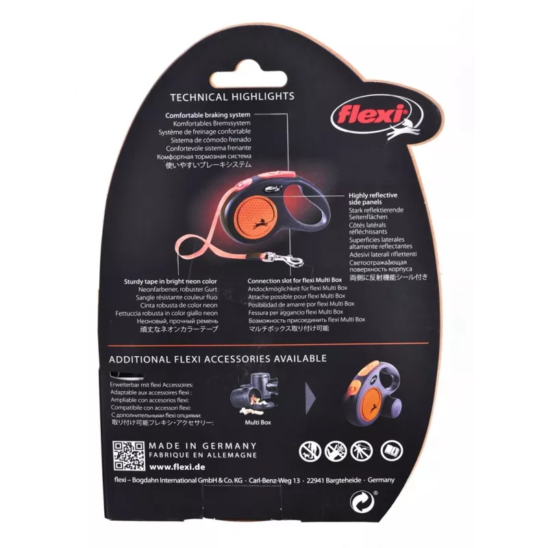FLEXI nauja Neon M - ištraukiamas pavadėlis - 5 m