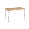 Outwell Custer L Brown stovyklavimo stalas — Bambuko viršus, Aliuminio rėmas, 700×1200 mm, 11,5 kg
