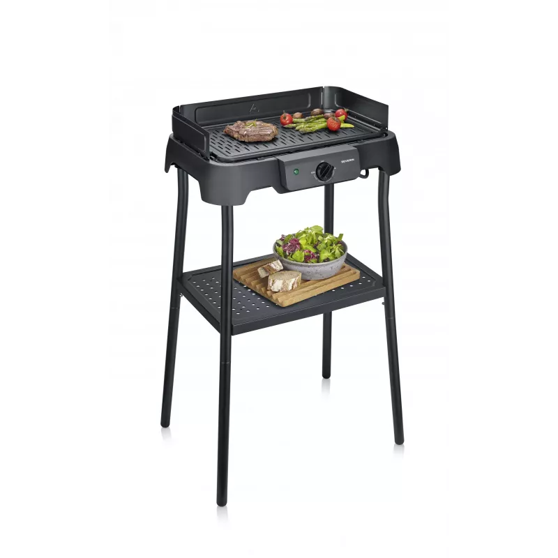 Stalinis elektrinis grilis SEVERIN PG 8596, 2000 W, stačiakampės grotelės, juodas, sukamoji rankenėlė
