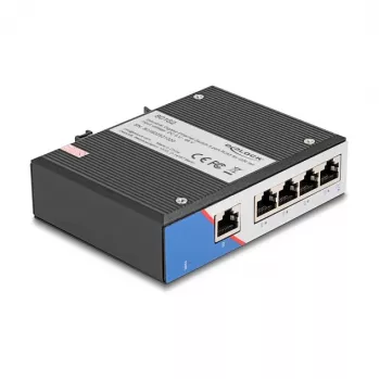 Ethernet Switch DELOCK 80162 — 5 prievadų Gigabit RJ45 skirtas DIN bėgiui