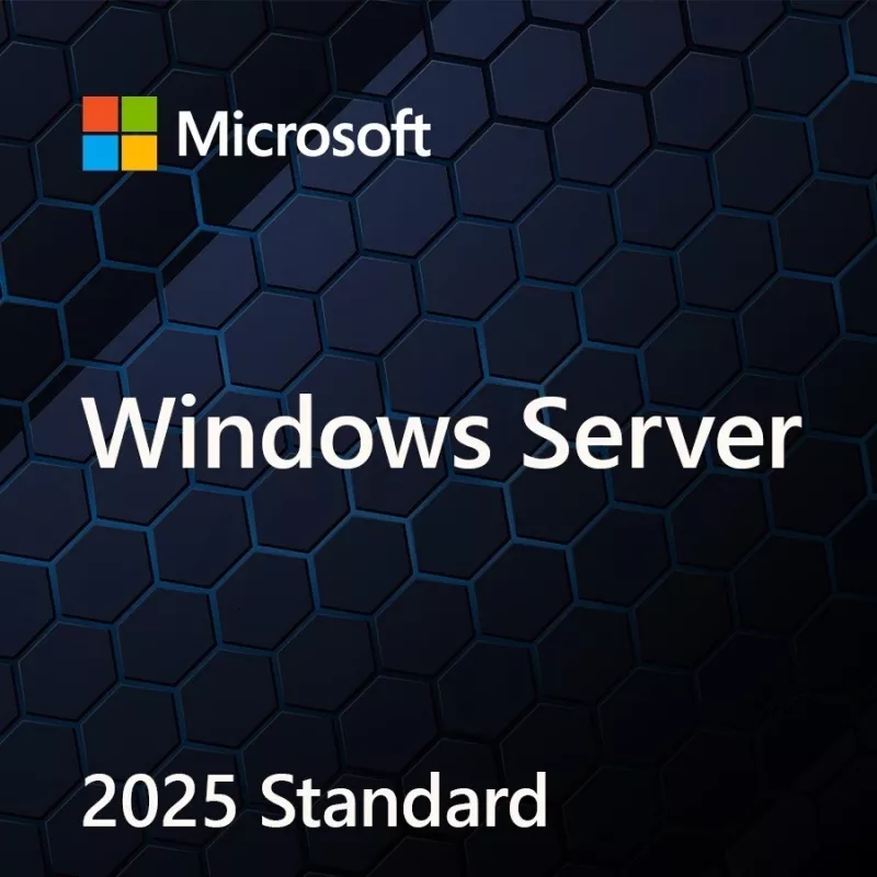 Serverio operacinė sistema Microsoft Windows Server 2025 Standard — 1 licencija, 32 GB saugykla, 0,512 GB RAM, 1,4 GHz