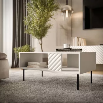 Kavos staliukas Cama Meble LUCCA 100 x 55 x 46 cm, stačiakampis baltas