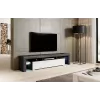 TV staliukas Cama Meble TORO 200 — 2000×350×410 mm, pilka viršutinė plokštė iš medžio drožlių plokštės, pilkas/baltas blizgesys