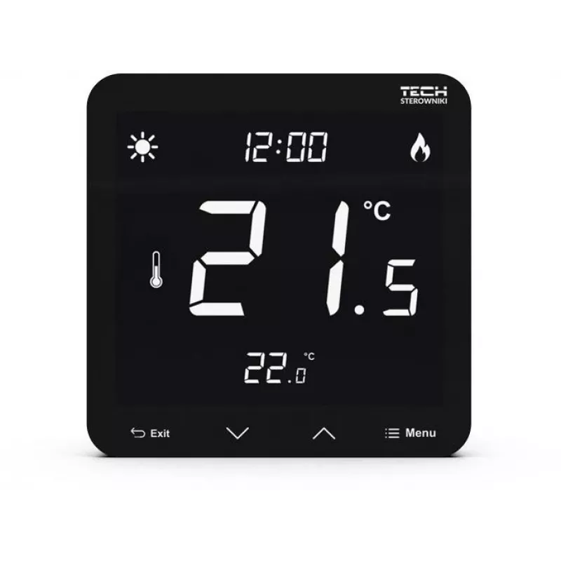 Laidinis dviejų būsenų kambario termostatas ST-297z v3 Tech Controllers — įleidžiamas, juodas