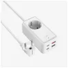 Maitinimo prailginimo adapteris FIXED FIXCS65-1.5-WH su 2× USB-C PD 65W ir 2× USB-A prievadais