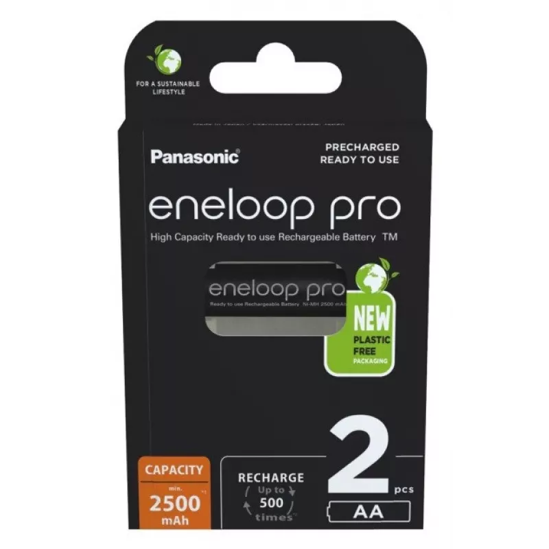 Įkraunamos baterijos PANASONIC ENELOOP PRO AA 2500 mAh 2 vnt. (BK-3HCDE/2CP)