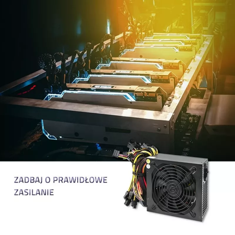 Maitinimo blokas QOLTEC Gaming Miner 1600W Gold, 1600 W, ATX, auksinis efektyvumas