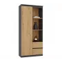 Top e Shop RS-80 BILY biuro knygų spinta, antracito rėmas, artisan ąžuolo durys, 7 lentynos, 2 stalčiai, 1800×800×350 mm
