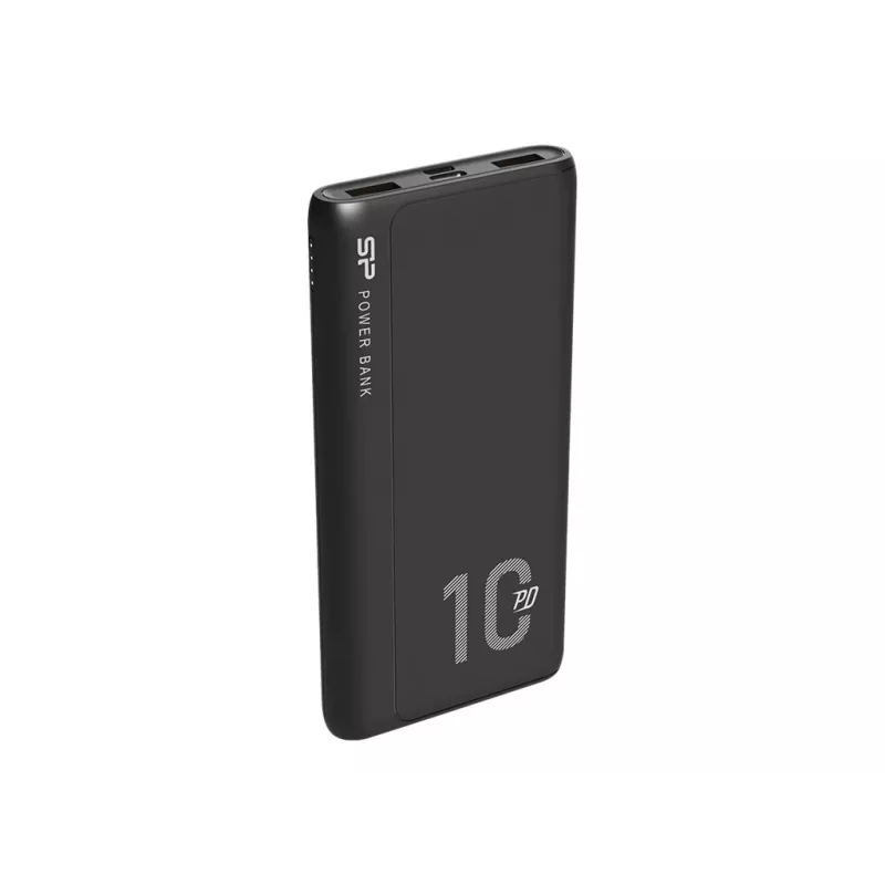 Nešiojamasis įkroviklis Silicon Power QP15 10000 mAh, LiPo, 2x USB-A + 2x USB-C, Micro-USB įvestis, juodas