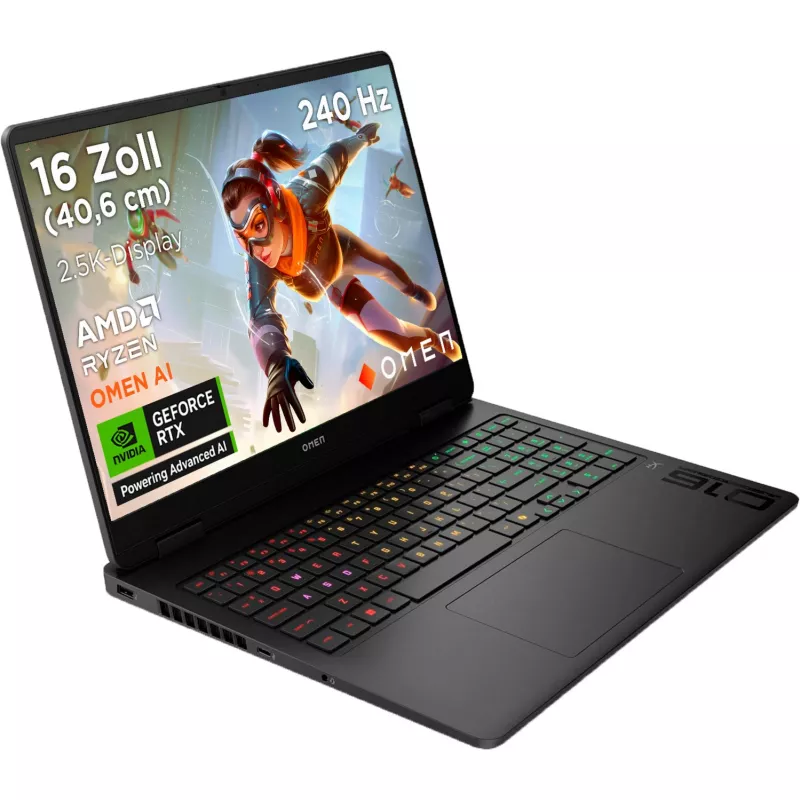 16-ap0188ng, žaidimų nešiojamasis kompiuteris juodas, AMD Ryzen 9 8940HX, NVIDIA GeForce RTX 5070, 32 GB DDR5, 1 TB (1 TB SSD), Windows 11 Home