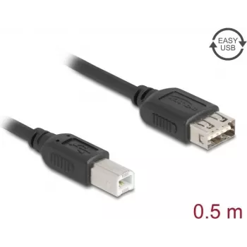 USB 2.0 kabelis DELOCK 81529, USB B į USB A, 0,5 m, juodas