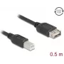 USB 2.0 kabelis DELOCK 81529, USB B į USB A, 0,5 m, juodas