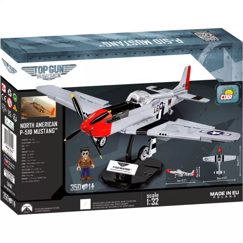 Top Gun Maverick P51D Mustang, konstrukcinis žaislas, mastelis 1:32
