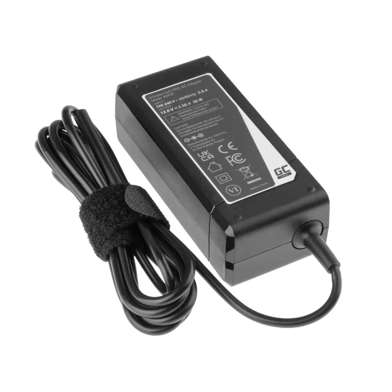 Maitinimo adapteris Green Cell AD63P 36W 12V 2.58A vidaus naudojimui nešiojamam kompiuteriui, juodas