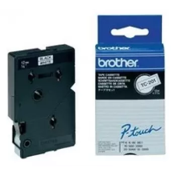 Brother blizgios laminuotos ženklinimo juostelės – 12 mm, juoda ant balto, 10 vnt.