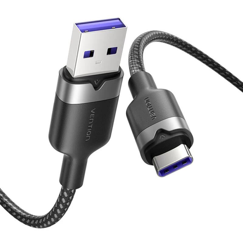 USB A – USB‑C laidas Vention CTOBF — USB 2.0, 6 A, 1 m, juodas