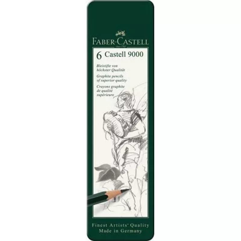 Grafitinis pieštukas Faber-Castell 9000 Green Wood 6 vnt.