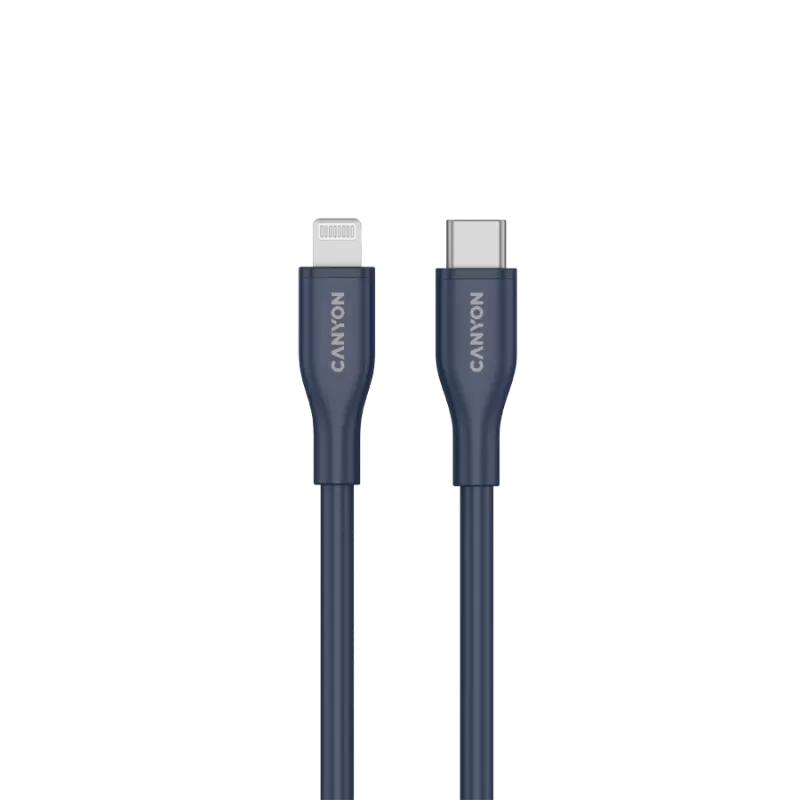 USB-C į Lightning laidas CANYON CLNM60 60W MFi 1 m silikoninis mėlynas