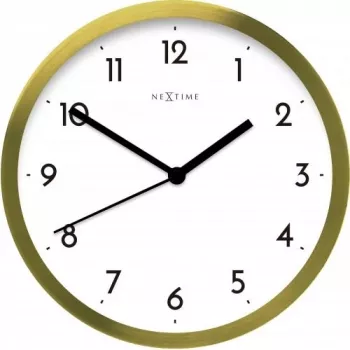 NeXtime klok 2523gw Arabic, Ø44 cm, Sieninis, Auksinis/ Baltas