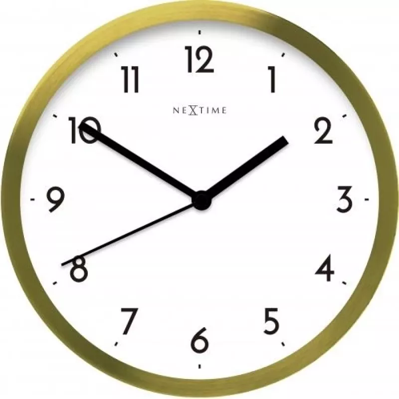 NeXtime klok 2523gw Arabic, Ø44 cm, Sieninis, Auksinis/ Baltas