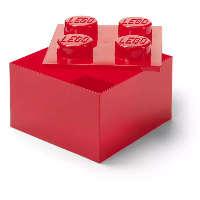 LEGO plyta 4 raudona permatoma – 4x2 smeigtukų permatoma raudona statybinė plyta